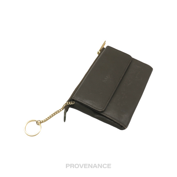 🔴 Balmain Cles Zip Pouch Wallet - Olive Leather - Picture 5 of 8